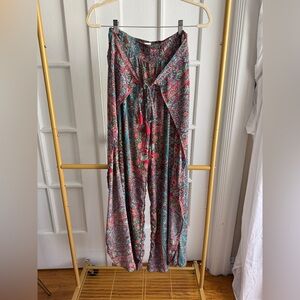 Boho Wide-Leg Jumpsuit in Teal & Coral